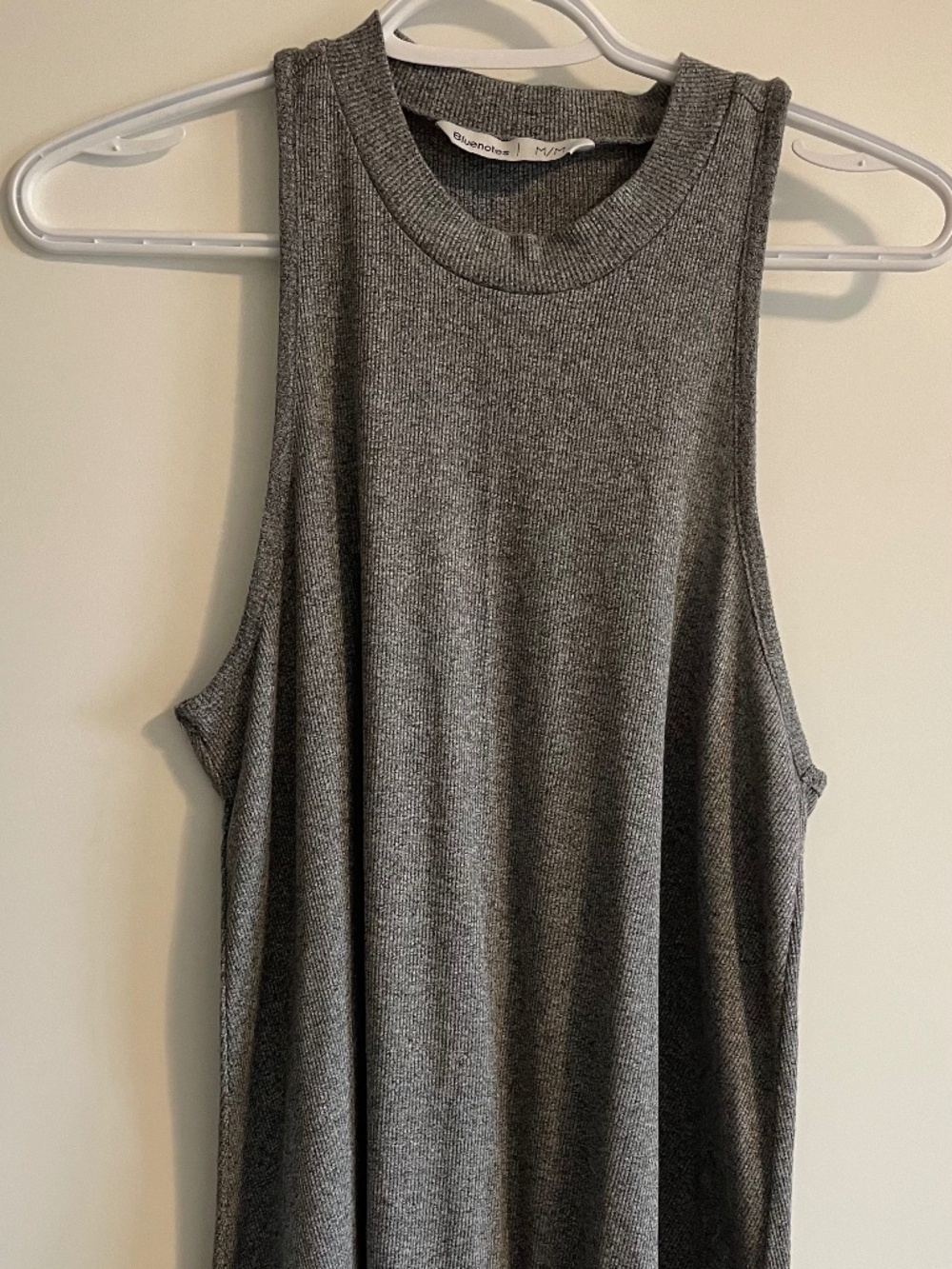 EUC Bluenotes Ribbed Grey Sleeveless Flowy Mock Neck Tunic Tank Medium